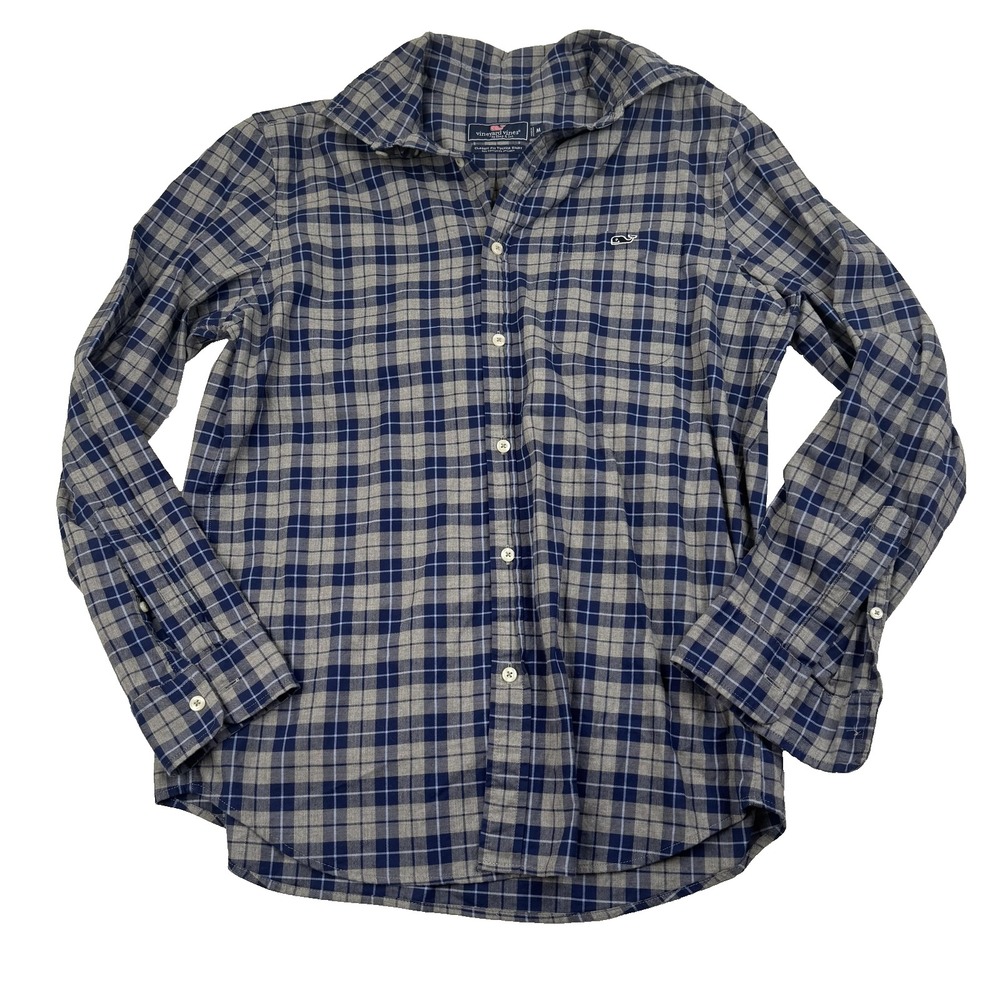 Vineyard Vines Mens Medium Blue Gray Plaid Classic Fit Tucker Shirt 1W010798